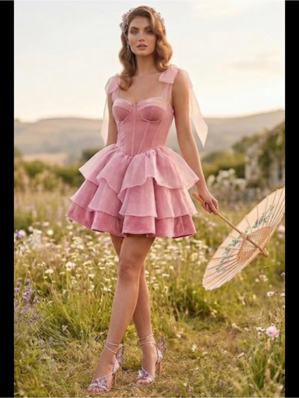 Dolls Kill Trickz N Treatz Enchanting Princess Pink  Velvet Bodice Mini Dress M